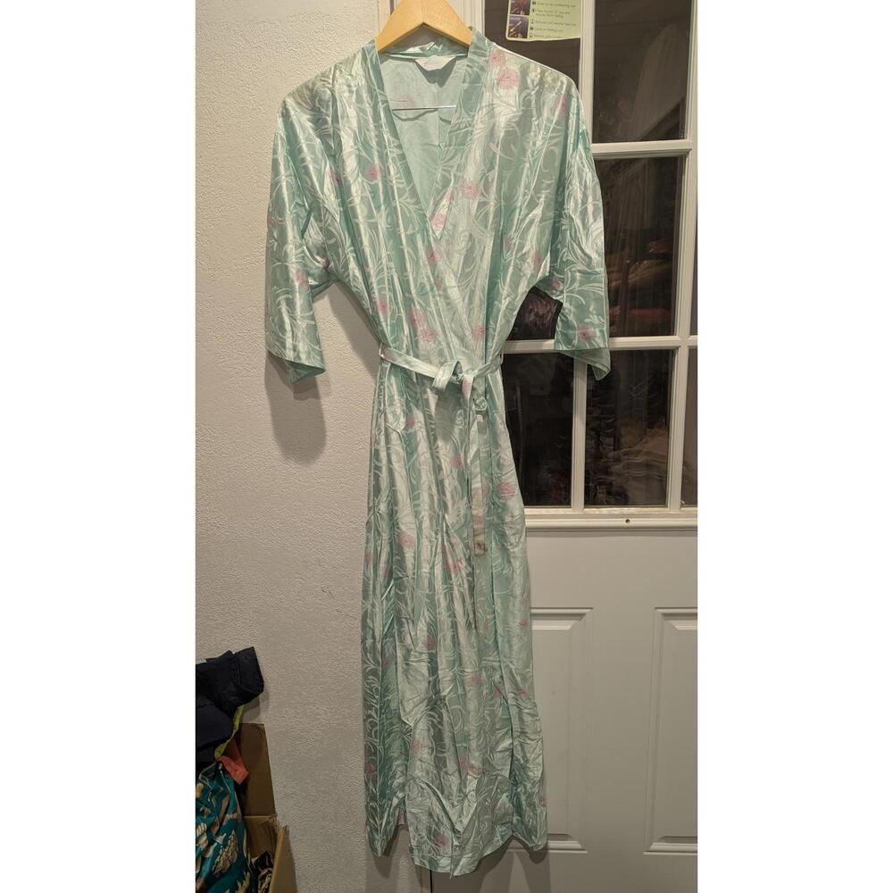 Vintage‎ Lorelei Robe Aqua Blue Flowers EUC 0109